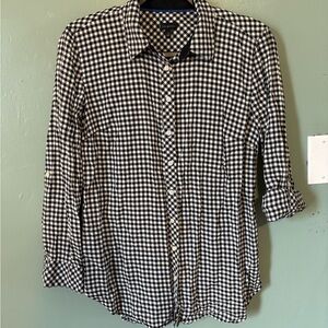 Talbots Black and White Gingham Button Down Shirt